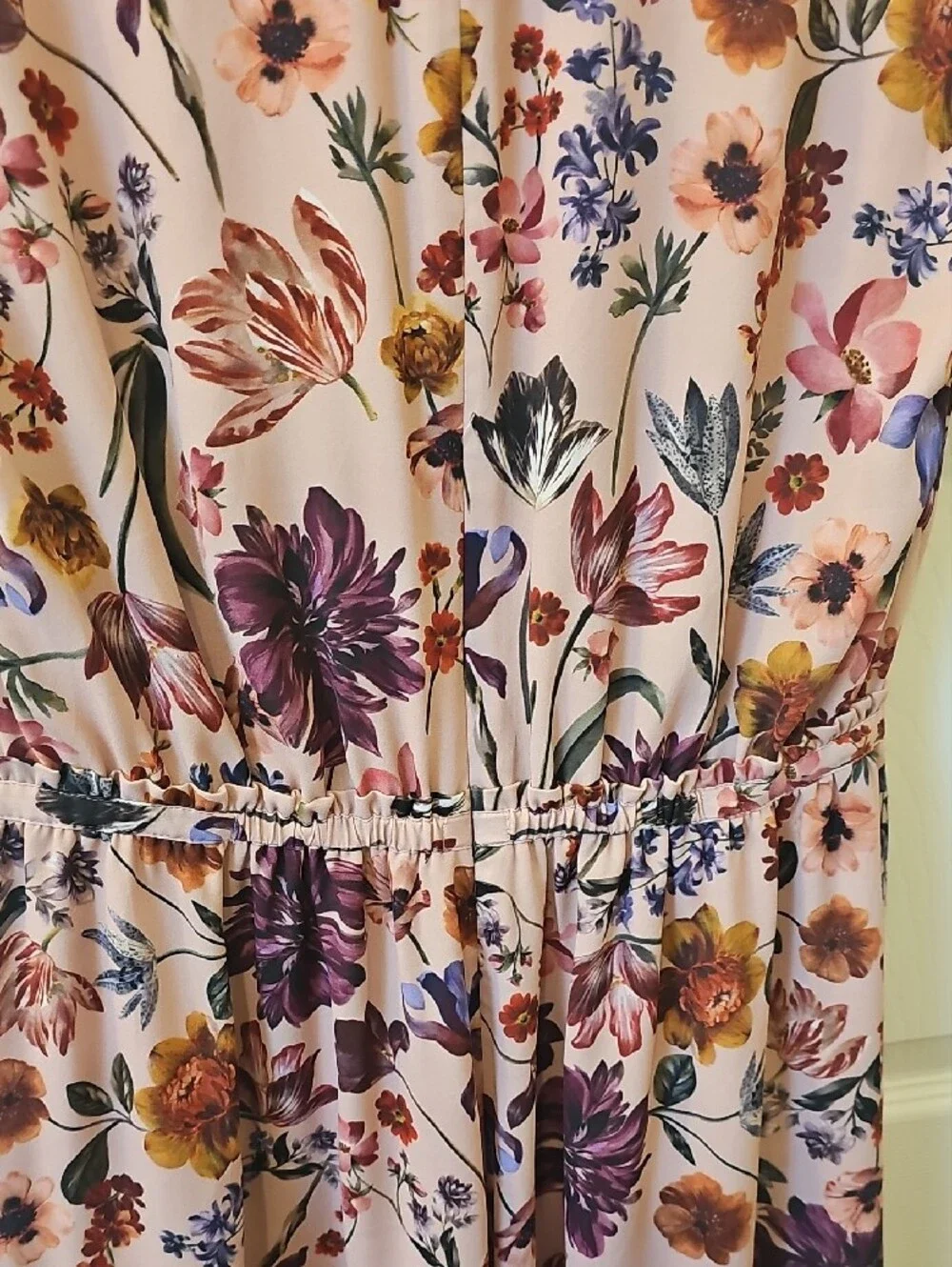 J. Crew Blush Floral Dress with Navy and Mustard Accents